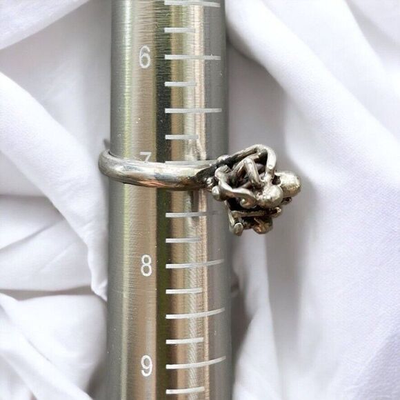 Handmade Chunky Sterling Silver Abstract Brutalist Geometric Hippie Ring Sz 7 - Picture 5 of 6